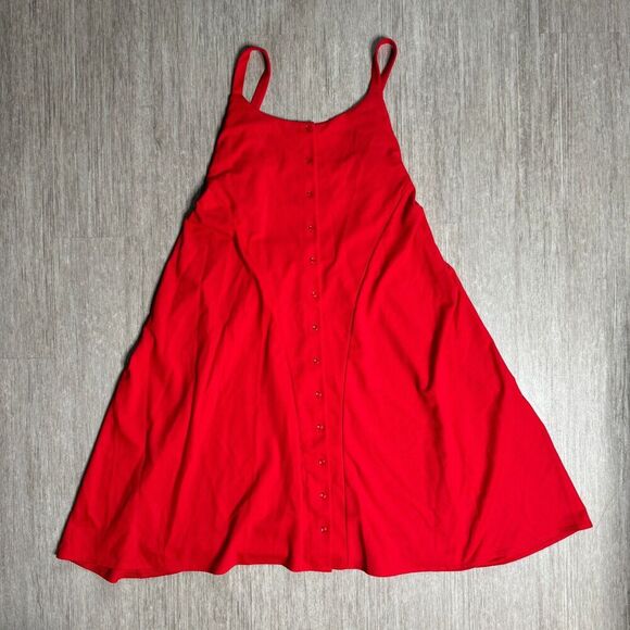 ASOS Shift Dress Womens 6 Red Button Front Sleeveless Summer Beach Wear NEW - Picture 2 of 7